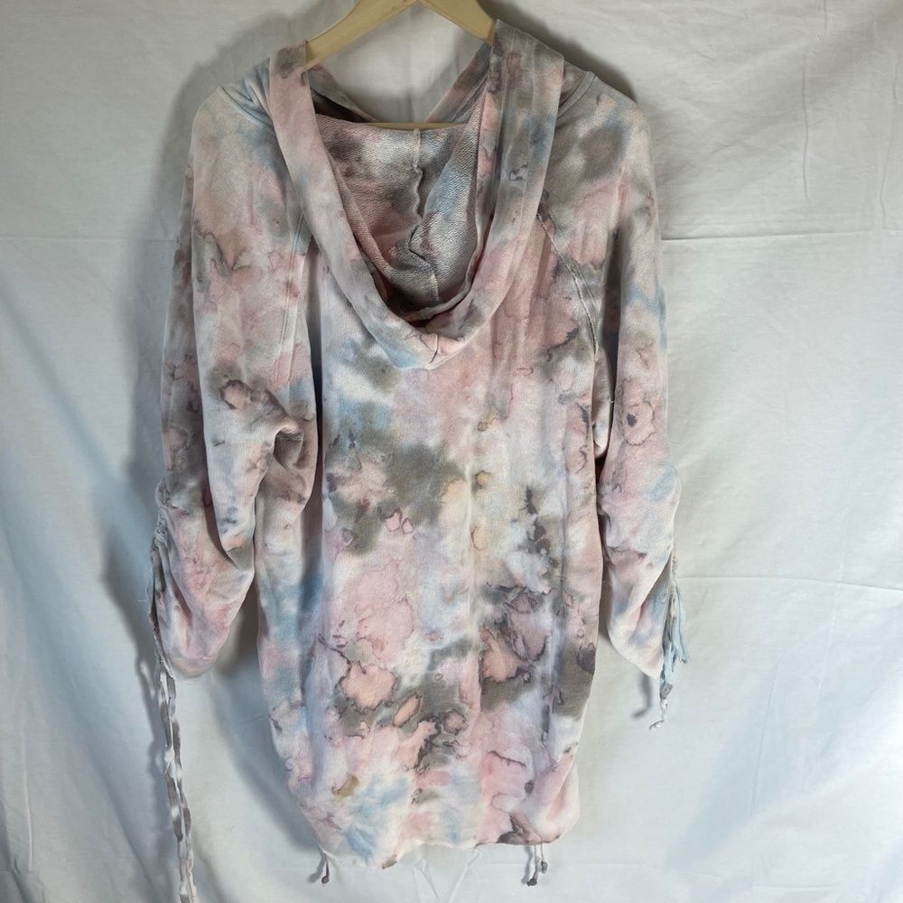 Young, Fabulous & Broke Pastel Tie‎ Dye Ruched Hoodie Sz L